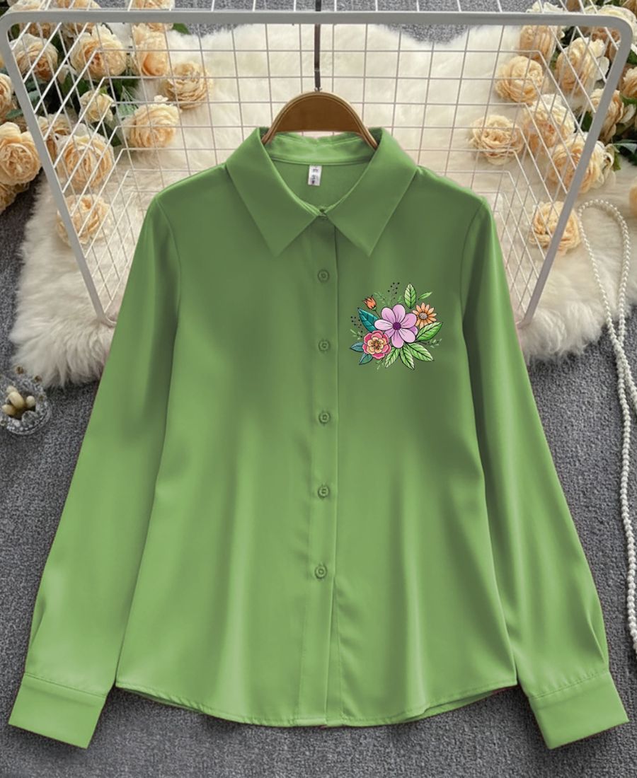 Fresh Blooms on Classic Green Top