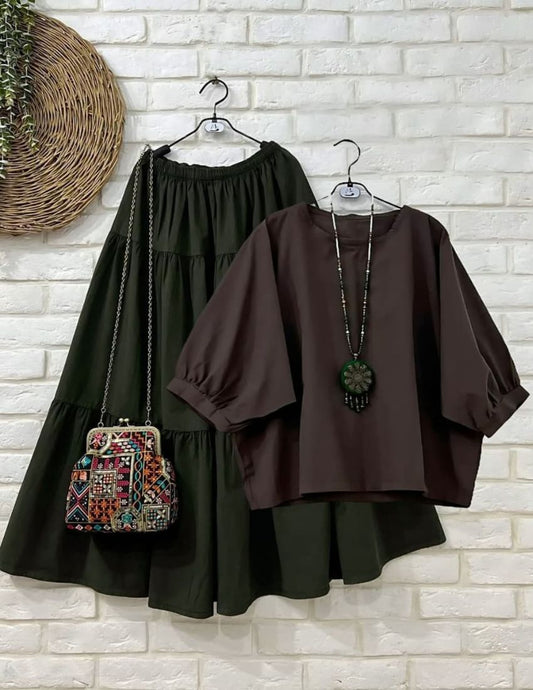 Stylish Top with Skirt Set for Women