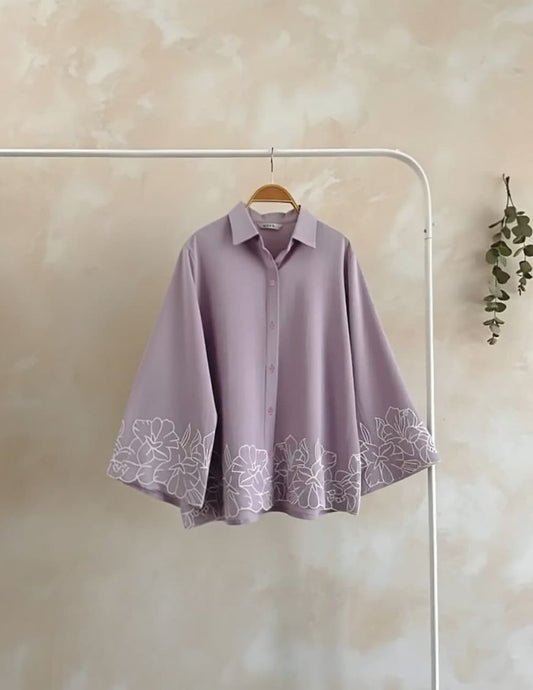 Lavender Floral Embroidery Top