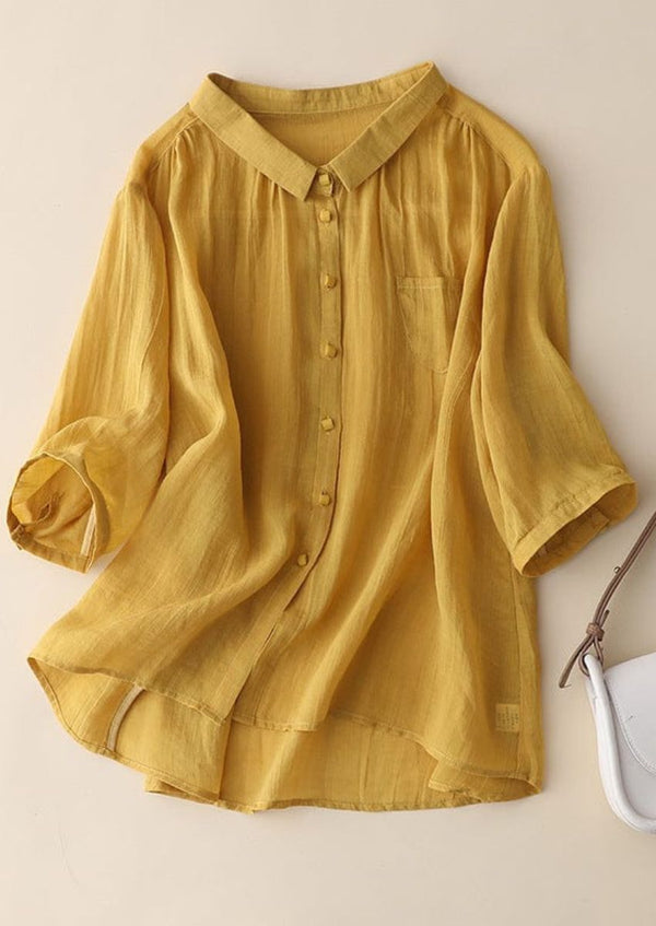 Mustard Yellow  Button-Down Blouse