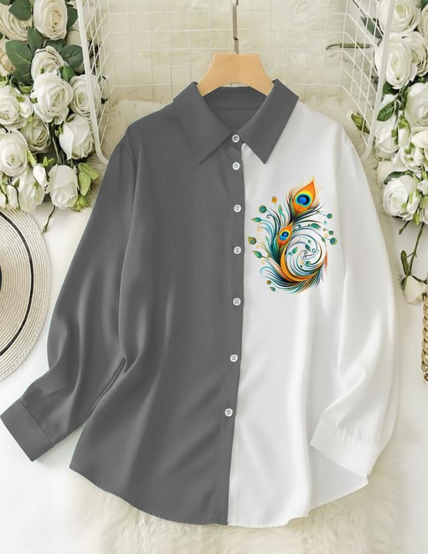 Artistic Printed Shirt - Grey