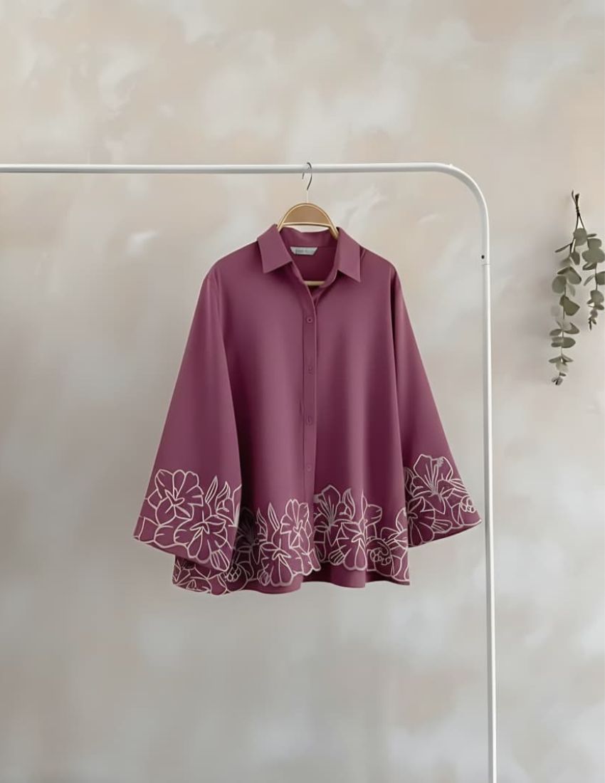 Cherry Pink Floral Embroidery Top