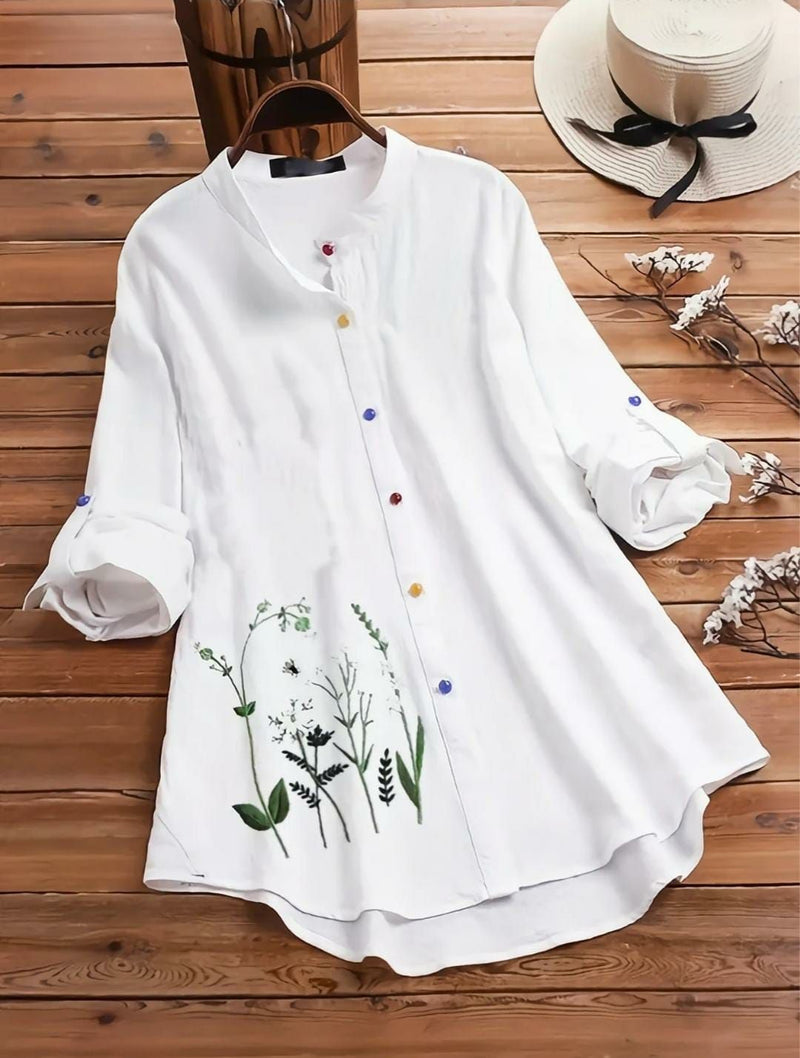 White Printed Rayon Tunic Top