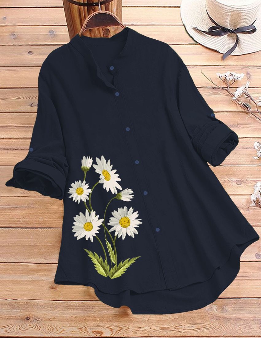 Daisy Bloom Printed Top for Women - Blue