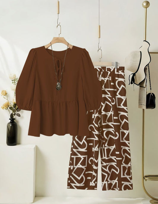 Penny brown Top with Bottom Set