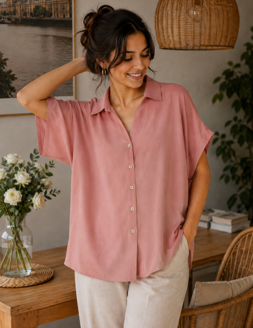 Peach Plain Empire Shirt