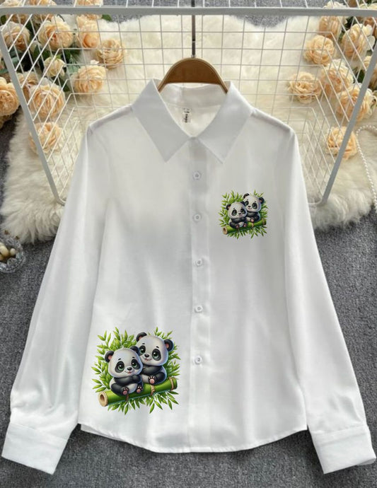 Classic White Rayon Shirt - Panda