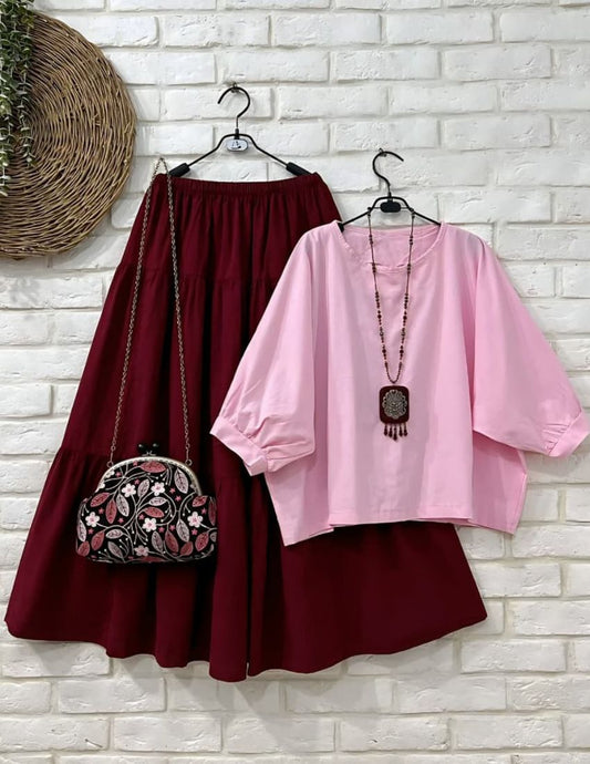 Stylish Top with Skirt Set for Women