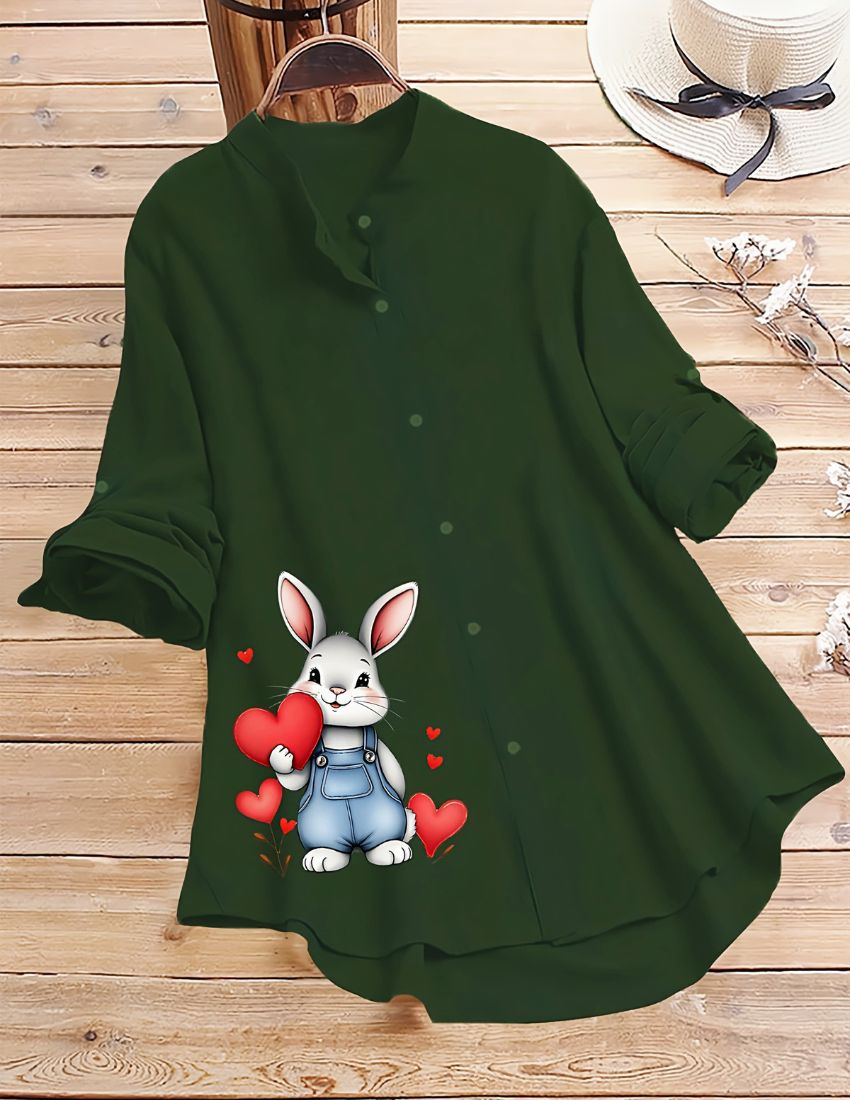 Cute Rabbit Design Top - Dark Green – Indrani Studio