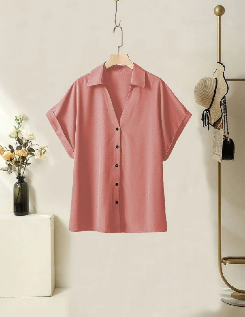 Peach Plain Empire Shirt