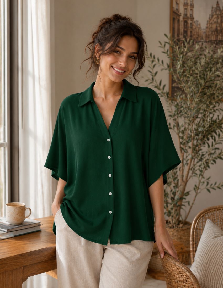 Pine Green Plain Empire Top