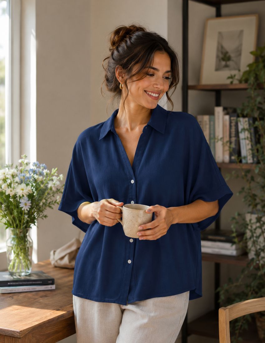 Midnight Blue Plain Empire Top