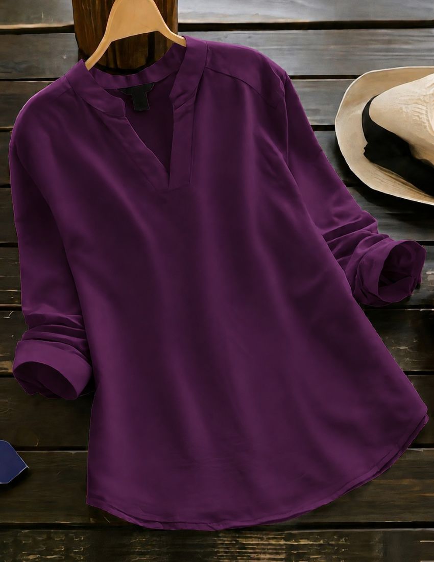 Plum Purple V-Neck Tunic Top