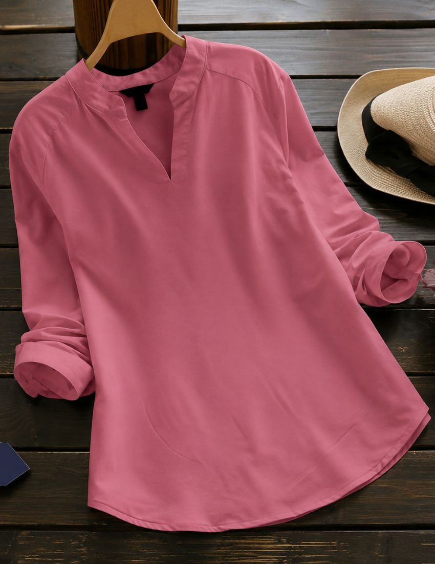 Rose Pink V-Neck Tunic Top