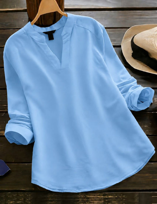 Sky Blue V-Neck Tunic Top