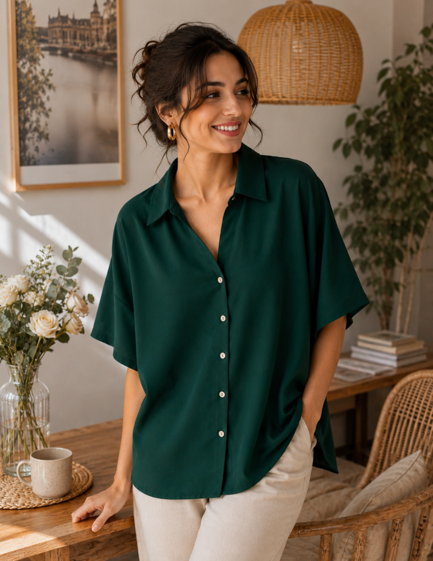 Sacramento Green Plain Empire Top
