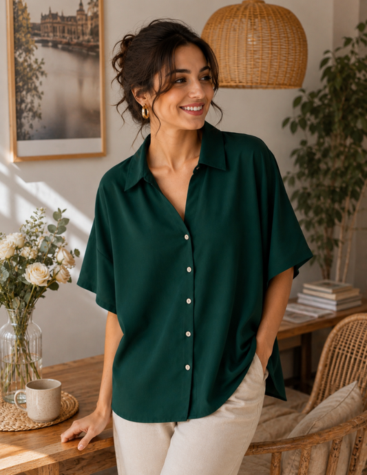 Sacramento Green Plain Empire Top
